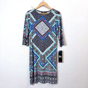 NWT Blue Floral Feminine Fitted Stretchy Bodycon Liquid Knit Dress Women Size 6